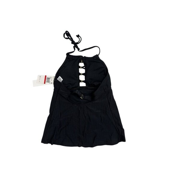 Salt + Cove Junior XS Ribbed Plunge Halter Tankini Top Black NWT 9401 - Picture 3 of 16